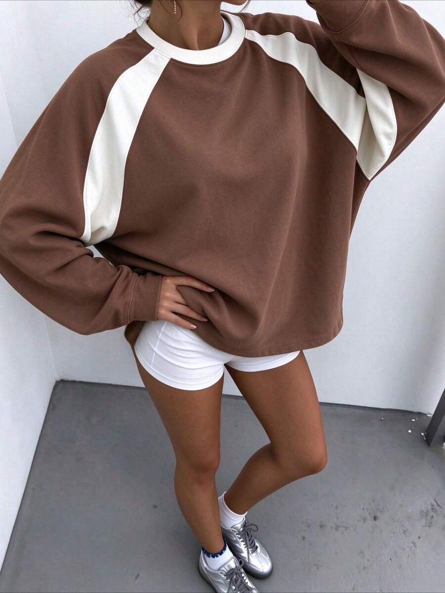 Women's Autumn Long Sleeve Crew Neck T-Shirt, Raglan Sleeve Casual Top