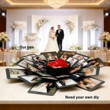 1 Set Of 19-Piece Hexagonal Explosion Handmade Photo Album Box, Surprise Birthday Gift Box - Hexagonal Gift Box - View 3