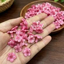 20pcs Multicolor Puakenikeni Flower Beads, Resin And Synthetic Coral Pink Hawaiian Style Flower Beads, Summer Theme Flower Straight Hole Beads - Multicolor - View 20