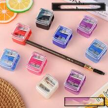4 Buah Rautan Pensil 3-in-1 Lubang Ganda - Warna Acak - Meraut Eyeliner, Pensil Alis, Lipstik, Lip Liner, Highlighter - Rautan Pensil Makeup - Rautan Putar - A - View 5