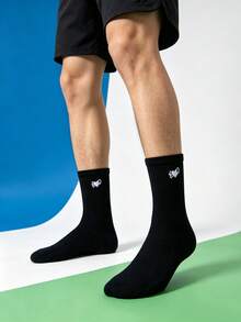 1/5/10 Pairs Couple Matching Heart Socks, Minimalist Love Letter Pattern, Versatile For Daily Wear - Multicolor - View 5