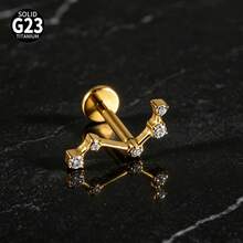 1PC Equisite CZ Marquise Wing Tragus Conch Earring ASTM Solid Titanium Inlaid Zirconia Flatback Lip Nose Tragus Cartilage Rook Earring Bodyjewelry - 1 Titanium Lip Stud - View 17