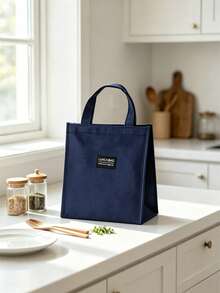 Cold&Heat Preserving Fully Sealed Large-Volume Durable Anti-Scratch Smudge-Resistant Oil-Proof Water-Repellent Damp-Isolating Leak-Proof Odor-Blocking Padded Grip Reusable Multi-Compartment All-Purpose Lunch Bag For Office Travel Picnic Holiday Gift - Navy Blue - View 5