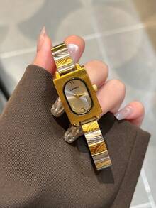 LIANDU 1 Piece Retro Gold Women's Quartz Watch, Daily Wear, Square Case Fashionable Business Gorgeous Simple Style, Holiday Gift Selection - Gold - View 1