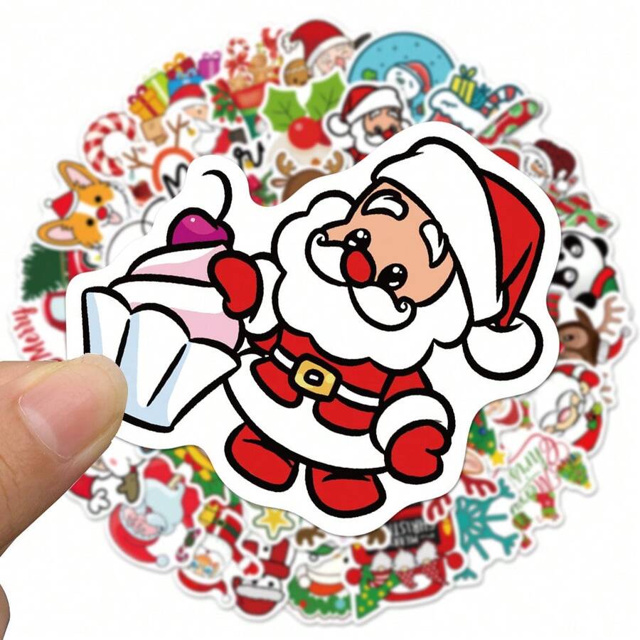 Tachimi 50pcs Christmas Theme Mixed Paper Stickers, Playful Cartoon ...
