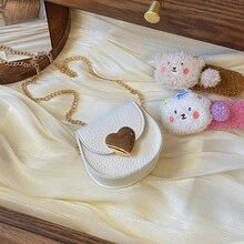 Vintage Litchi Texture Mini Saddle Bag, Heart Metal Lock Chain Crossbody Bag, Versatile Coin Purse For Girls - A - View 11