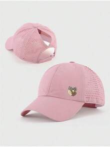 1 pieza Gorra de béisbol de malla transpirable de secado rápido de unicolor con orificio para coleta, gorra de béisbol ajustable, deportes al aire libre - Multicolor - Ver 7