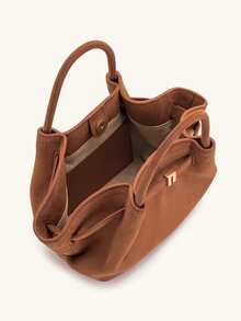 JP Dumpling Bag 女款 JH30692 Hana 小號新款手提包 肩背斜挎托特包 多用途 通勤上班 出行購物約會 小錢包 輕量耐用 麂皮 高顏值 百搭 - 摩卡棕 - 查看 9