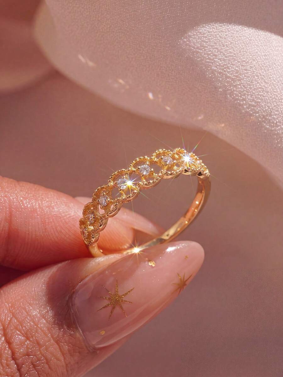 1pc High Gloss Asymmetric Geometric Thin Band Ring For Women, Wedding Ring, Promise Ring, Eternity Ring, Exquisite Jewelry Gift