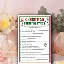 20pcs Christmas Lyrics Fill-In-The-Blank Cards, Holiday Party Game Interaction Cards, Birthday Party Decoration Cards - Sets - View 4