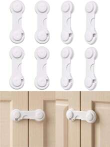 12/8/6/4pcs Children Safety Locks - Drill-Free Baby Cabinet Door Drawer Locks, Anti-Pinch Cabinet Refrigerator Locks - Multicolor - View 1
