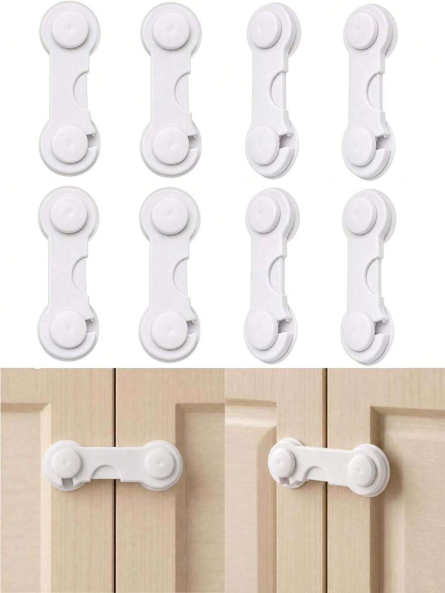 12/8/6/4pcs Children Safety Locks - Drill-Free Baby Cabinet Door Drawer Locks, Anti-Pinch Cabinet Refrigerator Locks - Multicolor - View 1