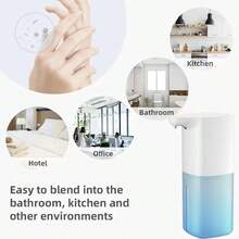 1 buah Dispenser Sabun Otomatis Putih Bergaya 350ml - Desain Tanpa Sentuh; Mendukung Pemasangan di Dinding atau Meja; Cocok untuk Sabun Tangan, Losion, dan Sampo - Ideal untuk Penggunaan di Kamar Mandi dan Dapur - Beroperasi dengan Baterai - Versi busa 350ml - View 6