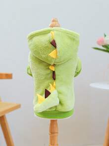 1pc Pet Clothes Dog Cat Clothing Autumn Winter Cute Plush Dinosaur Costume - Green - View 4