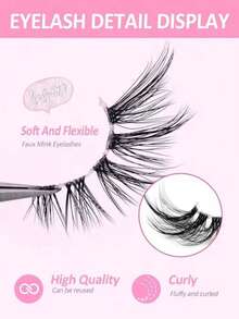 7 Pairs Half Lash False Eyelashes, Lightweight And Soft, Create Cat Eye Makeup Effect, Naturally Extend Eye Corners, Transparent Lash Roots, Suitable For Daily Makeup, Long-Lasting And Reusable, Cat Eye Effect Half Lash - Black - View 5