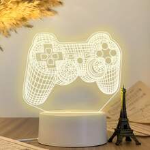 Lampu Malam Akrilik Motif Kontroler Game, Lampu Hias Meja Bertenaga USB dengan Cahaya Hangat, Ukiran Garis Kisi Halus, Lampu Samping Tempat Tidur dengan Suasana Gaming yang Keren, Gaya Tema Gaming, Cocok untuk Penggemar Game, Hadiah Ulang Tahun dan Liburan yang Kreatif - cahaya putih hangat - View 3