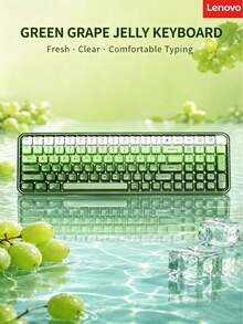 Lenovo Wireless Keyboard, Macaron Multi-Color Gradient Jelly Keyboard, Ergonomic Curved Keycaps, Desktop Keyboard For Office, Dorm, And Home - View 14