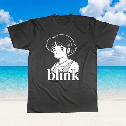 Vintage 90s Japanese Anime Girl Blink Manga Aesthetic Graphic T Shirt For Men Women Unisex Casual Harajuku Streetwear Short Sleeve Top