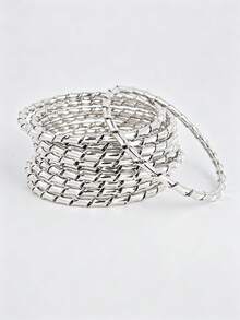 1/3/6/9/10/20pcs Stackable Bangle Bracelets, Vintage Minimalist Style, Iron Material, Suitable For Daily Wear - Silver - View 10