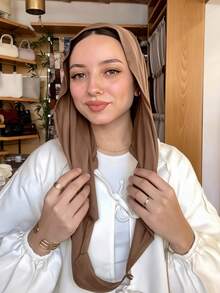 1pc Women's Instant Classic Basic Solid Color Hijab, Pre-Sewn Twisted Neck Scarf, Multiple Wearing Styles, Adjustable For Any Look, Versatile Practical Elastic Turban, Comfortable Soft Skin-Friendly Fabric, Suitable For Daily Outings, Sports, Yoga - Lemon Yellow - View 40