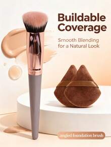 1pc Large Round Slanted Triangle Foundation Brush, Contour Brush, Multi-Functional, Seamless Application, No Makeup Absorption, Fits Facial Contour, Quick Makeup, Beginner-Friendly, Portable Makeup Tool - Multicolor - View 13