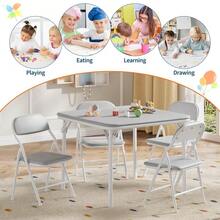 GOCAPTAIN Boys Girls Folding Table And Chairs Set, Activity Table And Chairs Set For Dining Room,Daycare,Classrooms - Grey/1+2set - View 3
