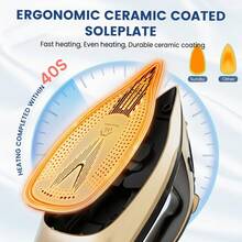 SUPERLEX 8-In-1LED Screen Steam Iron, Ceramic Soleplate Iron, 3200W Fast Heating Steam Engine, Anti-Scale/Anti-Drip Function, With 4 Functions (Dry Ironing, Spray, Steam, Air Ironing), Visual Range Up To 2.1 Meters, Suitable For Home And Travel Use. - UK Plug(220-240V) - View 7