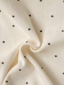 Women's Autumn/Winter Polka Dot Asymmetric Collar Long Sleeve Sweater - Apricot - View 9