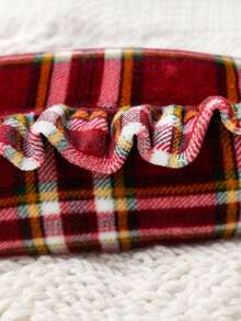 1pc/2pcs Christmas Plaid Ruffle Throw Pillow Covers 18x18 Inch Scottish Tartan Cushion Case For Farmhouse Home Holiday Decor(Big Red) - Red - View 4