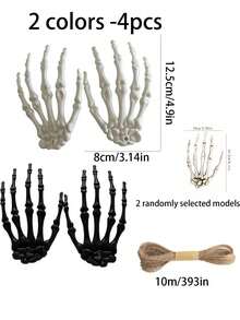 12/4pcs Halloween Skeleton Hand Decor, Scary Atmosphere Hanging Decoration For Fireplace, Window, Theme Party, Home Decor, Tabletop Decoration, Halloween Party Decoration - Multicolor - View 10