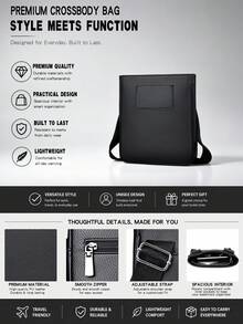 saroxi 1pc Men's Crossbody Bag, Side Bag, Shoulder Bag, Square Pouch, Multifunctional Small Bag For Commuting And Casual Use, Minimalist Style Black Phone Bag, Gift For Men - Multicolor - View 2
