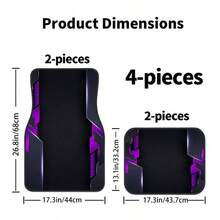 4pcs Set Red & Black Geometric 2D Line Pattern Car Floor Mats, Suitable For All Seasons, Fashionable , Easy To Clean, Fits All Car Models, Great Gift - Multicolor - View 10