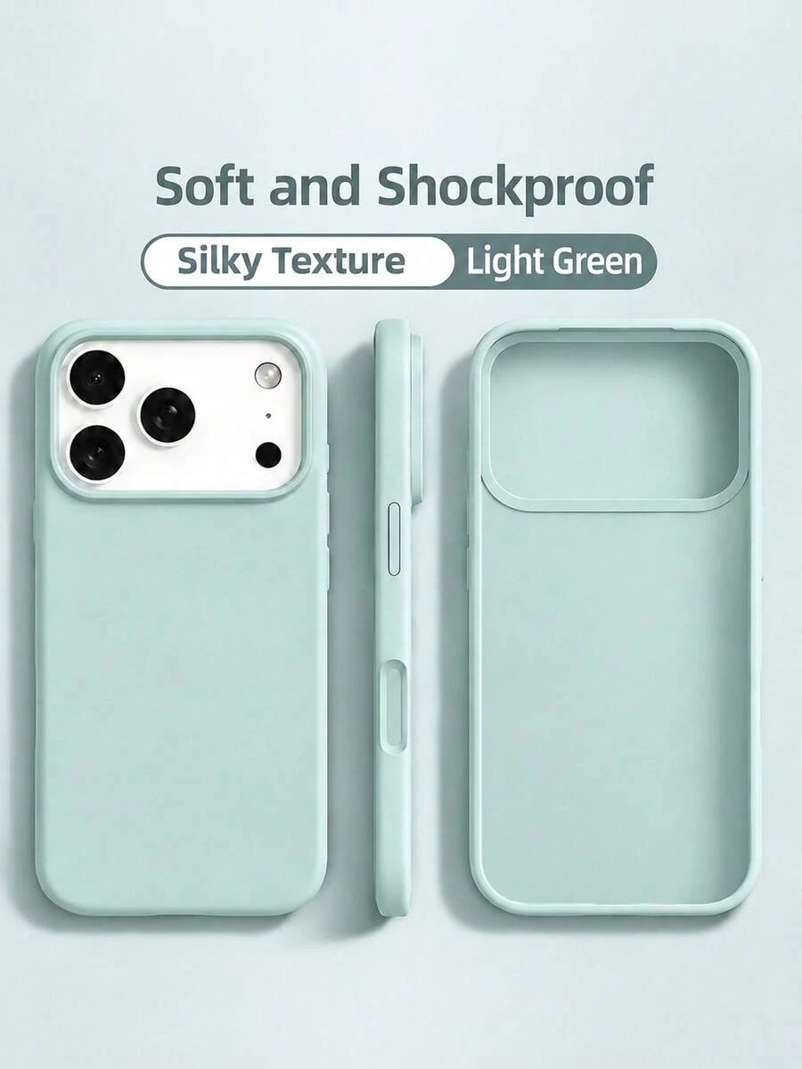 VRNOEI 新款奢華防摔軟質淺綠色手機殼,適用於 iPhone 17 16 15 Pro 14 Plus 13 12 11 17 18 Pro Max Air,防震保護套,時尚設計,高品質吸震材質 - 淺綠色 - 查看 1