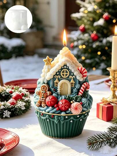 1pc 3D Christmas Wreath & Flower Basket Silicone Mold, Flexible Non-Stick, Suitable For Resin, Plaster, Air Dry Clay, Can Make Scented Candles, Home Desktop Decor, Wedding Table Decor, Handmade Gift For Christmas, Birthday