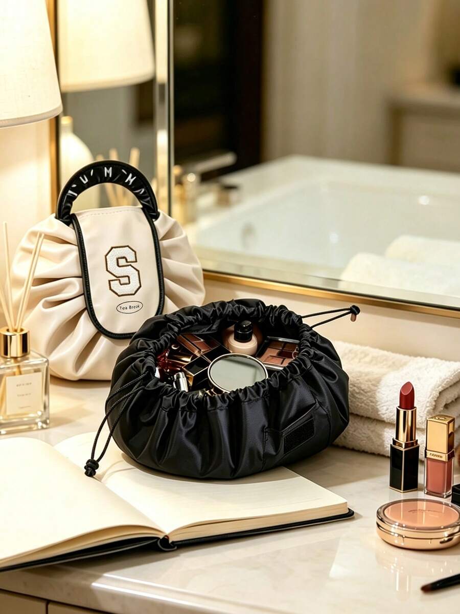 Travel Portable Drawstring Storage Bag, 26 Letter Drawstring Makeup Bag,Cosmetic Bag,Makeup & Toiletry Organizer Pouch, Travel Essentials ﻿ ﻿ ﻿ - Multicolor - View 1