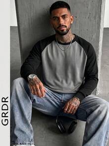 GRDR 男士休閒長袖上衣，適合日常穿著，適用於秋冬戶外活動 - 黑色 - 查看 2