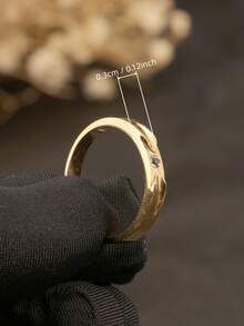 1pc Stainless Steel Niche Design Minimalist Only Love Diamond Ring 18K Gold Color Exquisite Double Arrow With 1 Large Zirconia Stone - Yellow Gold - View 3