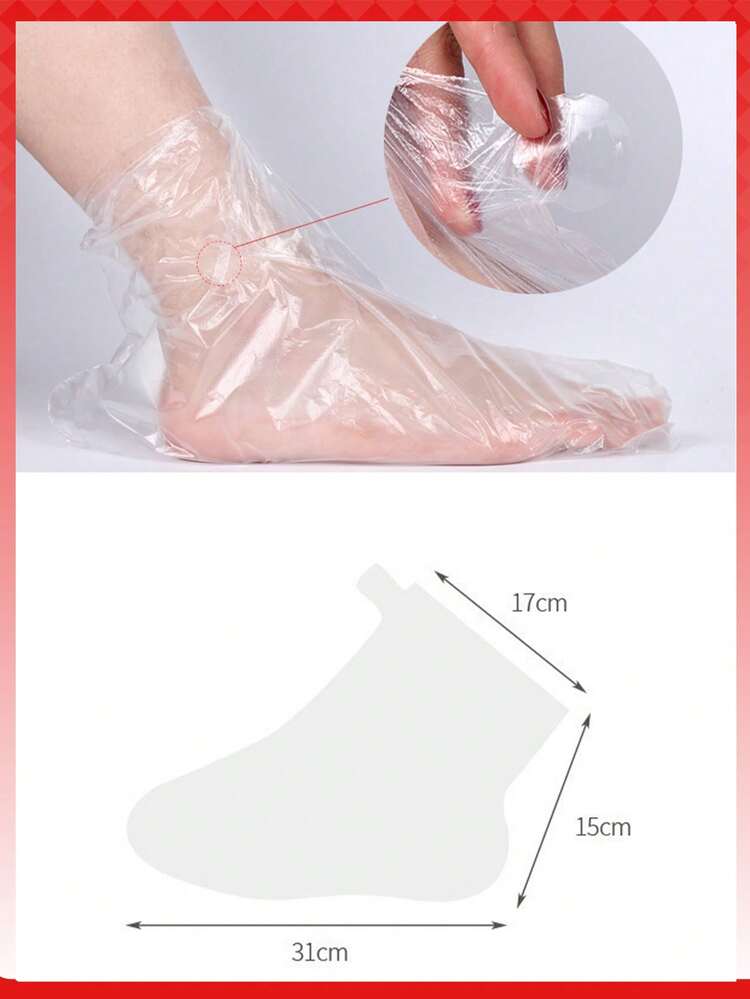 100pcs~Home DIY Foot Care Disposable Foot Covers With Adhesive Seal Leak-Proof, Thickened Plastic Foot Mask Bags For Body Lotion Foot Moisturizing, Home Foot SPA Disposable Transparent Foot Covers, Suitable For Foot Masks, Paraffin Wax Treatment, Foot Moisturizing Sealing - A - View 10