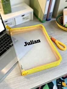 1pc Customizable Text Information File Bag, Large Capacity Waterproof Document Bag, Business Style Storage Bag, Portable Invoice Organizer, School And Office Document Storage Bag, Best Gift For Back To School Season, Office Storage Bag, Best Gift For Friends And Besties - Multicolor - View 2