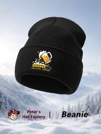 1 Adet Pixel Bira Baskılı Örme Bere, Moda Unisex Y2K Beanie, Rüzgar Geçirmez Sıcak Tutan Dış Mekan Şapkası, Sonbahar/Kış İçin Kayak Şapkası