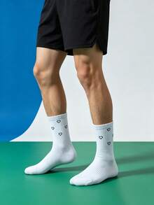 1/5/10 Pairs Couple Matching Heart Socks, Minimalist Love Letter Pattern, Versatile For Daily Wear - Multicolor - View 2