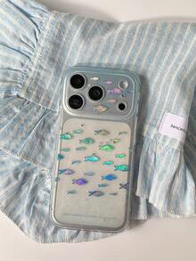 Clear Blue Glitter Gold Fish Double Layer Phone Case Compatible With Apple 18 Pro Max, New Apple 17 Pro/15 Pro Max Protective Cover, Anti-Drop, Compatible With 16 Pro - Clear - View 5