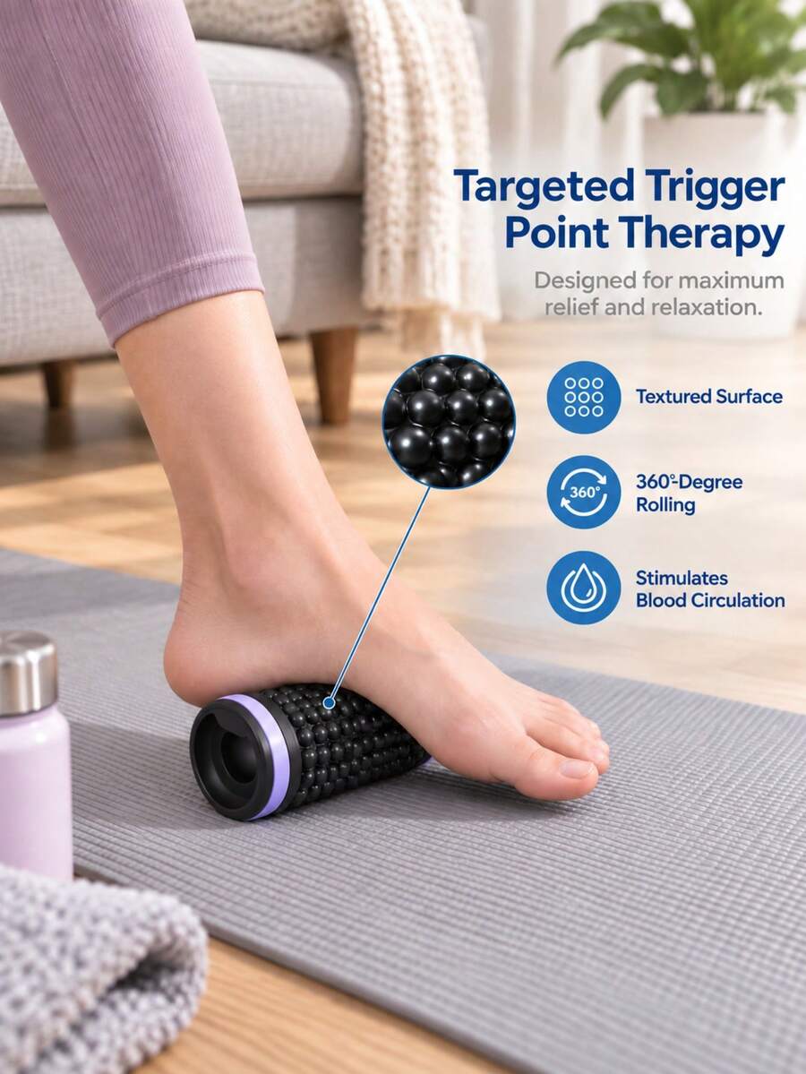 1pc Easy-Rolling Foot Fascia Roller, Deep Tissue Foot Massager, Relieves Muscle Soreness And Promotes Blood Circulation, Foot Arch Reflexology Tool, Suitable For Yoga, Pilates, Running, Long Standing And High Heel Wearers, Unisex Home Fitness Holiday Gift - Multicolor - View 1
