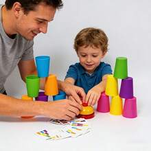 Memory Stacking Cups Game, Matching And Stacking Cups, Children's Matching And Stacking Toys, Competitive Stacking Cups Toys, Fast Stacking Cups Game Set With Bells And Pattern Cards, An Educational Competitive Game, Christmas Gift, Christmas Decoration - Multicolor - View 6