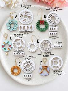 Christmas Wreath Polymer Clay Clay Cutters For Earrings, Festive Polymer Clay Earring Cutter Mold, Earring Making Supplies - White - View 13