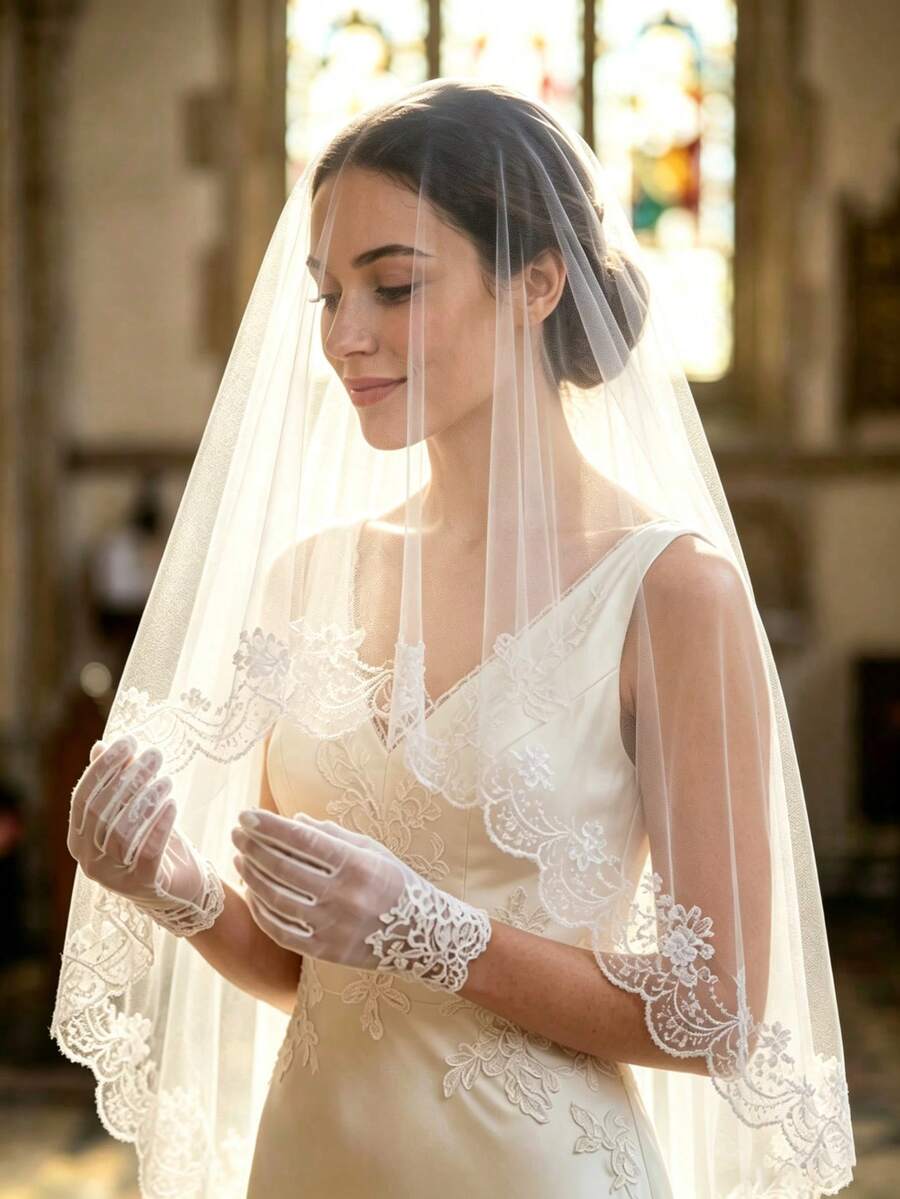 2026 Long White Lace Bridal Veil, 3-Meter Extra Long Train Wedding Veil ...