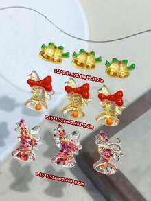 30pcs Christmas Bell Series Nail Art Decor Gold 3D Small & Large Flat Back Bells Rhinestone DIY Handmade Materials - Multicolor - View 1