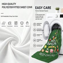 3-Piece Fitted Sheet Set (1 Fitted Sheet + 2 Pillowcases), Green Christmas Tree Holiday Print Design, Soft And Skin-Friendly, All-Season Use, Fade-Resistant And Anti-Pilling, Suitable For Bedroom, Dorm, Guest Room, Daily Use, Ideal Holiday Gift - Multicolor - View 6