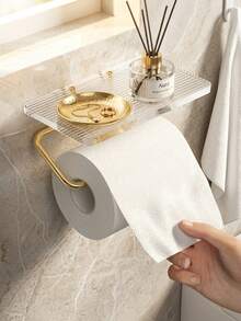 1pc Bathroom Toilet Paper Holder, Storage Rack, Cosmetic Organizer, Bathroom Phone Holder, Bathroom Accessories, Bathroom Tools - Multicolor - View 1