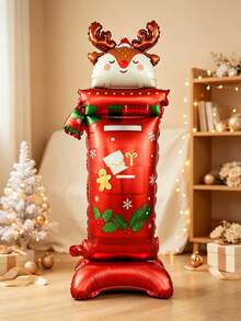 1pc Large Base Deer Mailbox Shaped Balloon, Suitable For Christmas, New Year, Winter Party Scene Decoration, Post Office Entrance Atmosphere Decor Prop - View 1